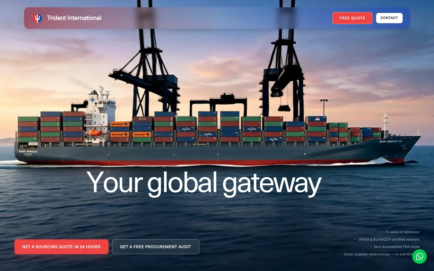 Trident International website on desktop