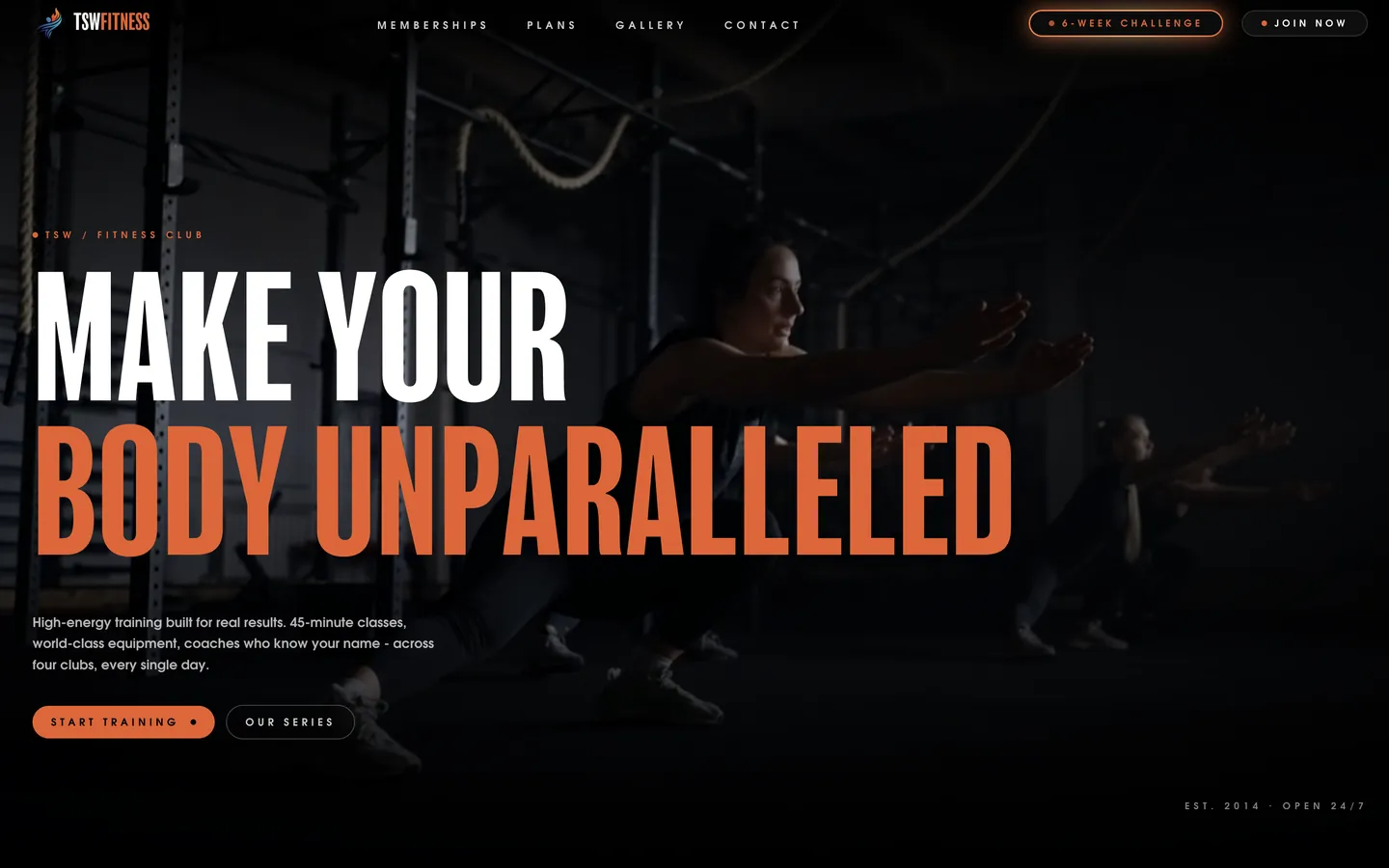 TSW Fitness website on desktop