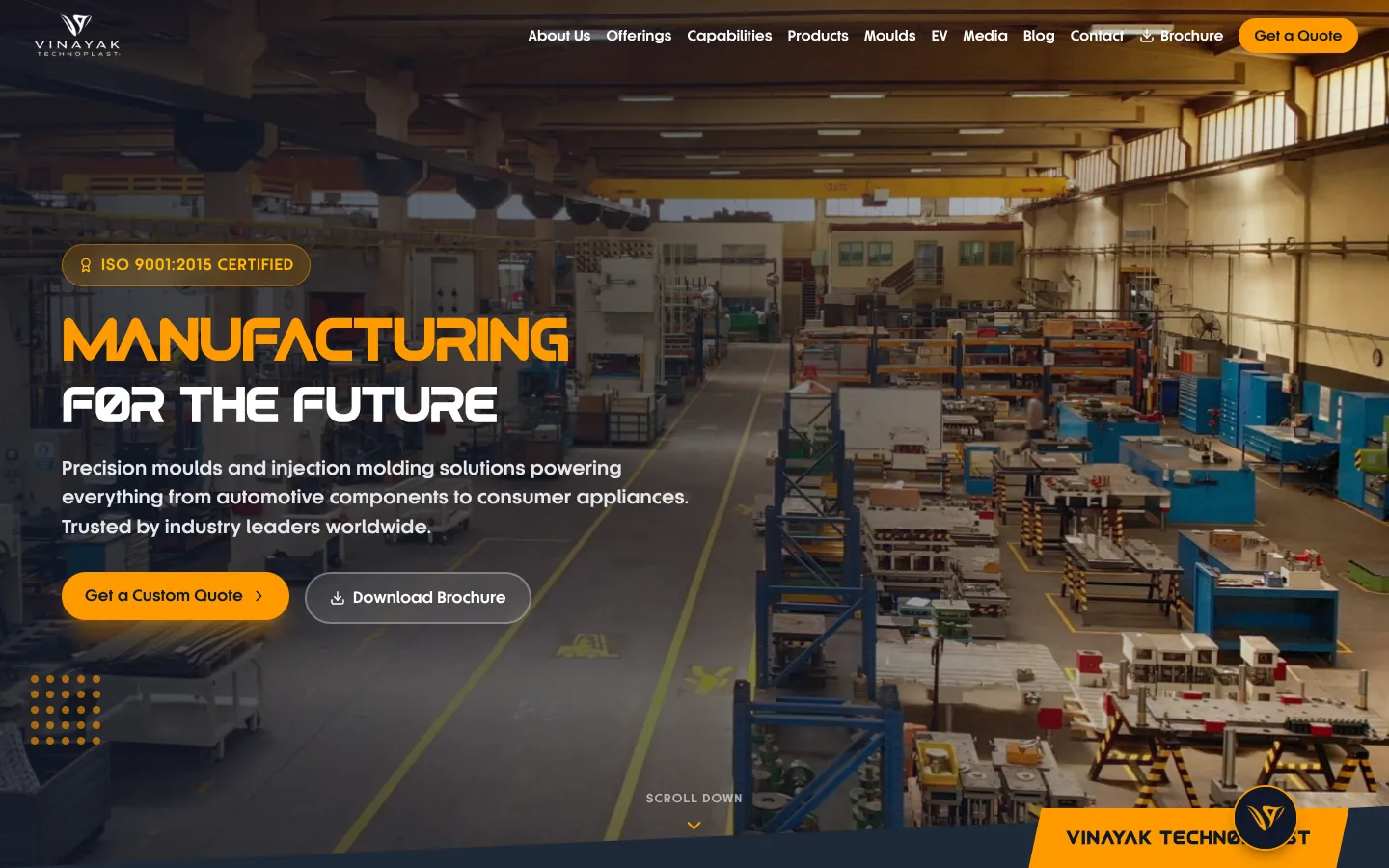 Vinayak Technoplast website on a laptop