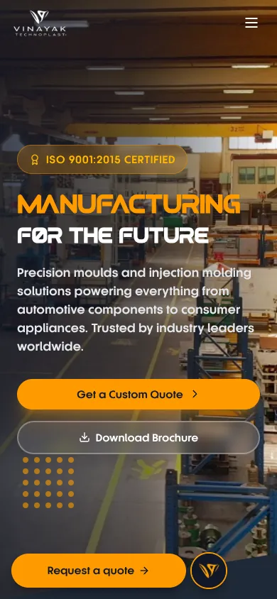 Vinayak Technoplast website on a phone